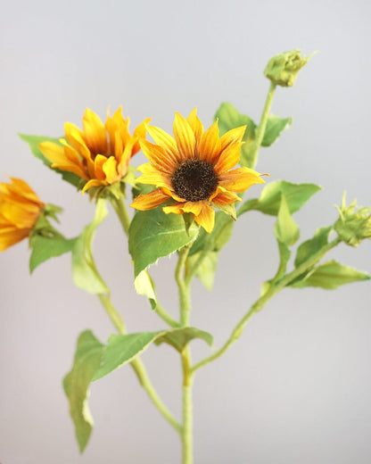 Close Up Single Stem Yellow Artificial Sunflowers