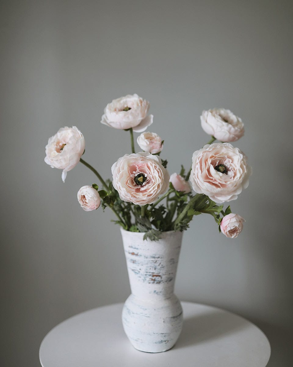 Simple Styling with Pink Artificial Ranunculus in Ceramic Vase