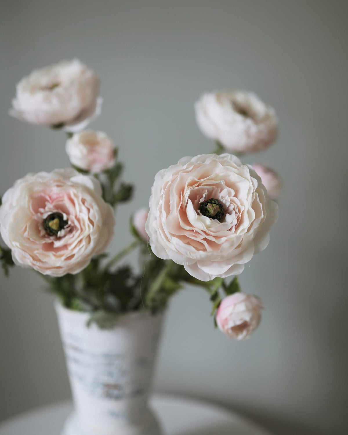 Blush Pink faux Ranunculus Flower close up