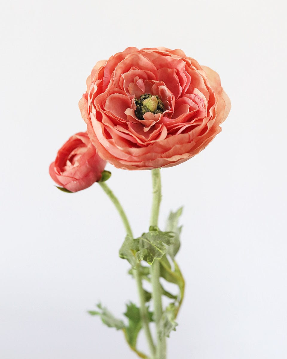 Salmon Pink Artificial Ranunculus Bloom