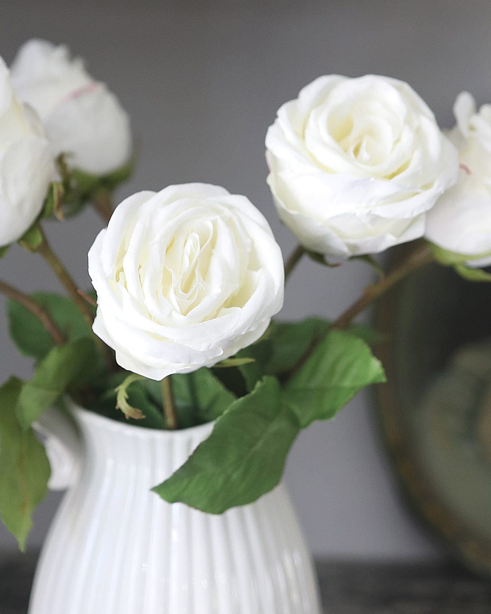 Silk Flowers White Open Roses Home Decor