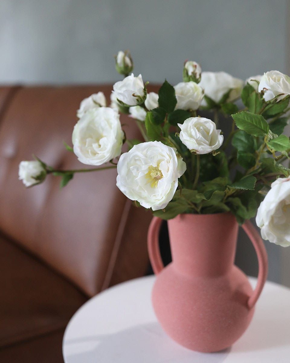 White Flowers Faux Roses in Vase