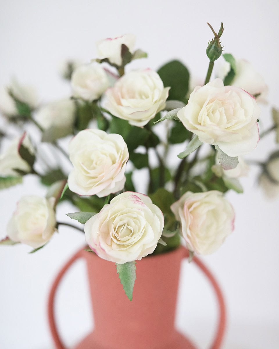 White Artificial Mini Roses in Vase