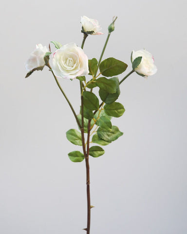 Artificial White Floribunda Rose Spray 19