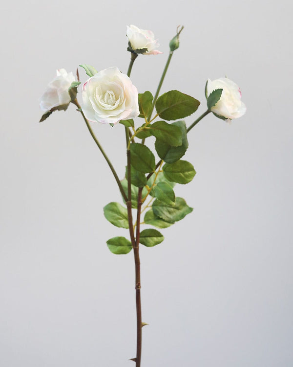 Artificial White Floribunda Rose Spray 19”