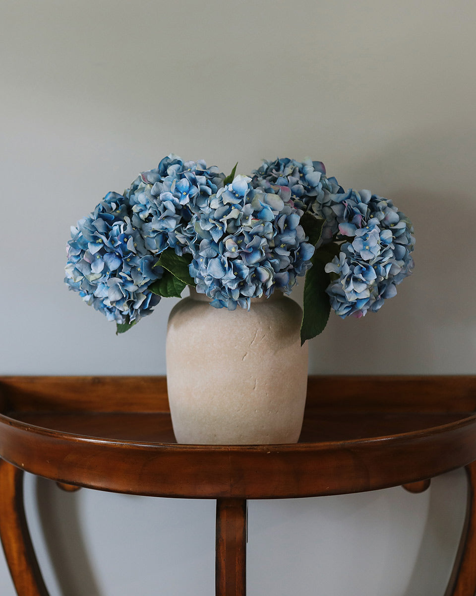 Blue Artificial Hydrangea Flowers Styled in Vase