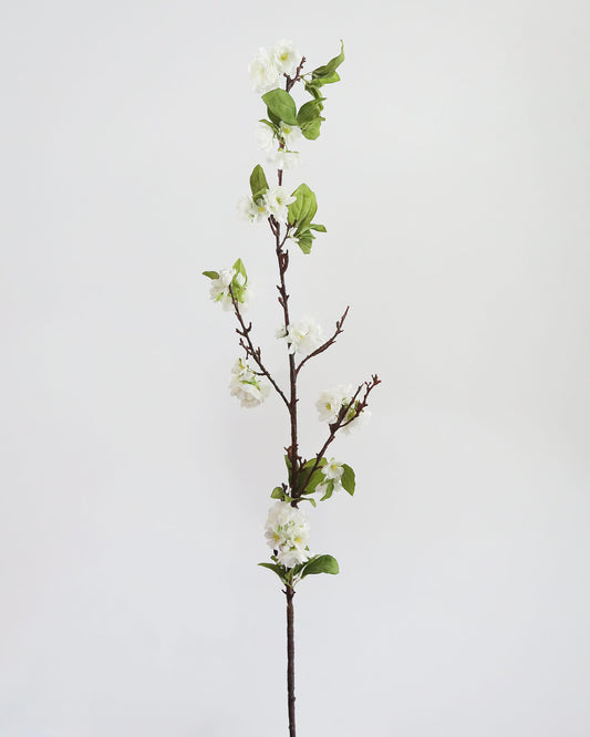 Faux White Cherry Blossom Branch