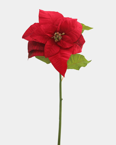 plastic poinsettia plants Artificial Red Poinsettia Bloom 24"