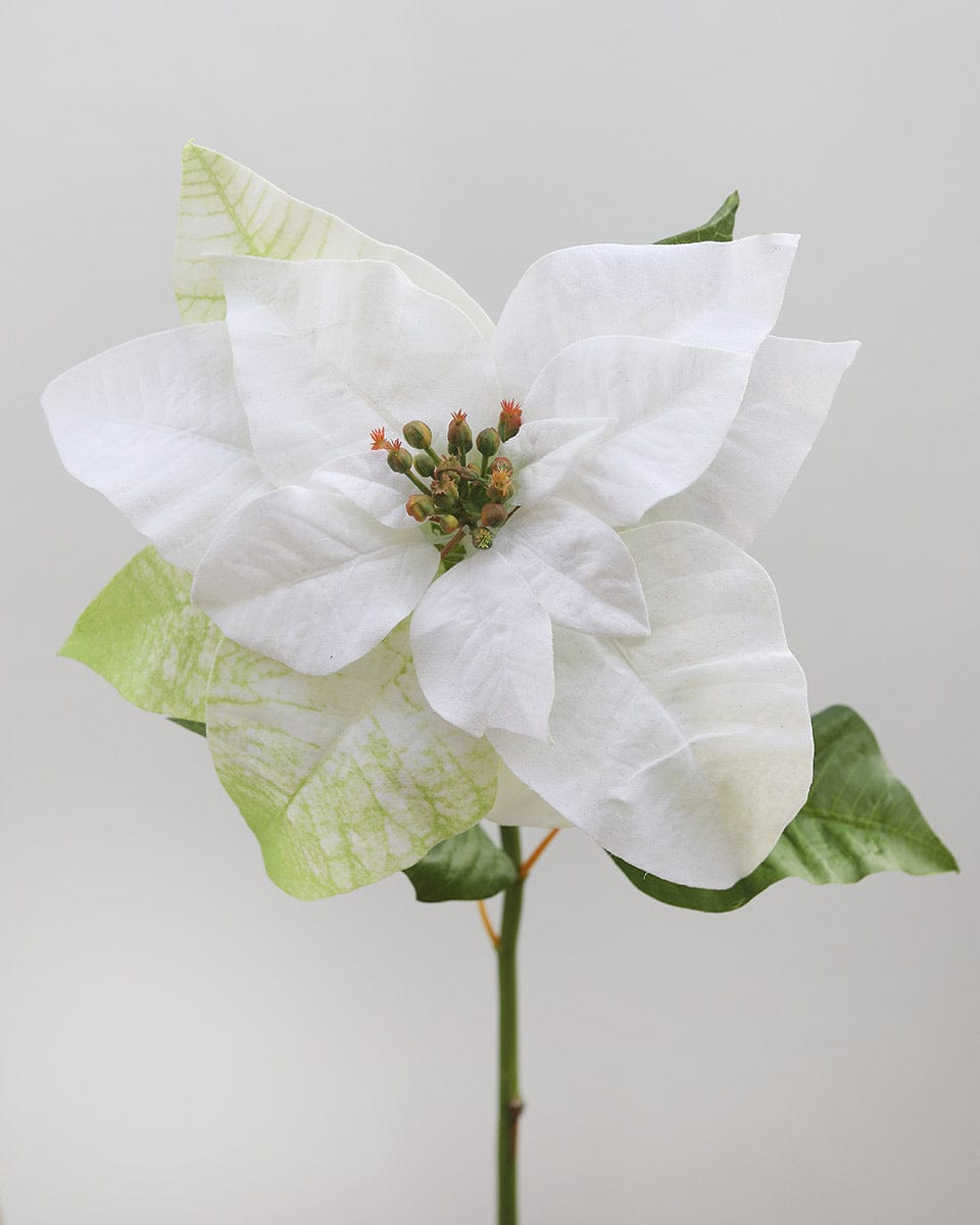 Faux Holiday Flowers White Poinsettia