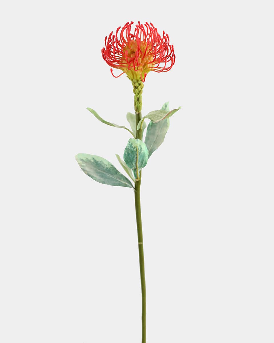 Artificial Flowers Red Orange Needle Protea Stem