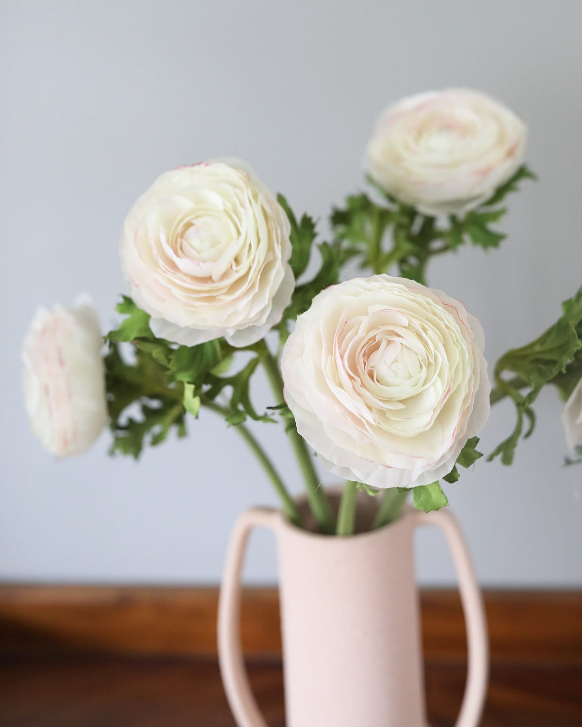 Cream Faux Ranunculus in a vase