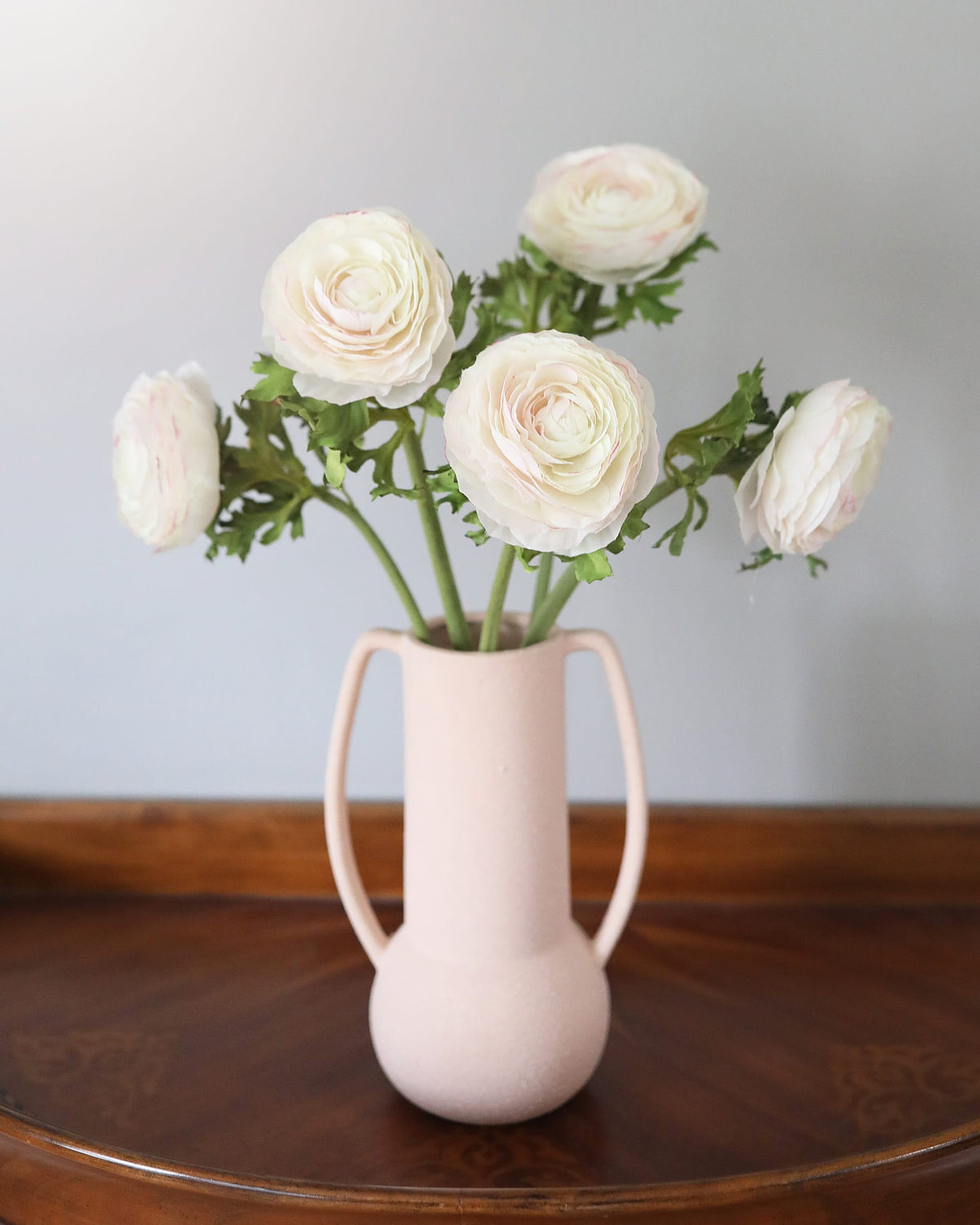 Cream Faux Ranunculus in a vase