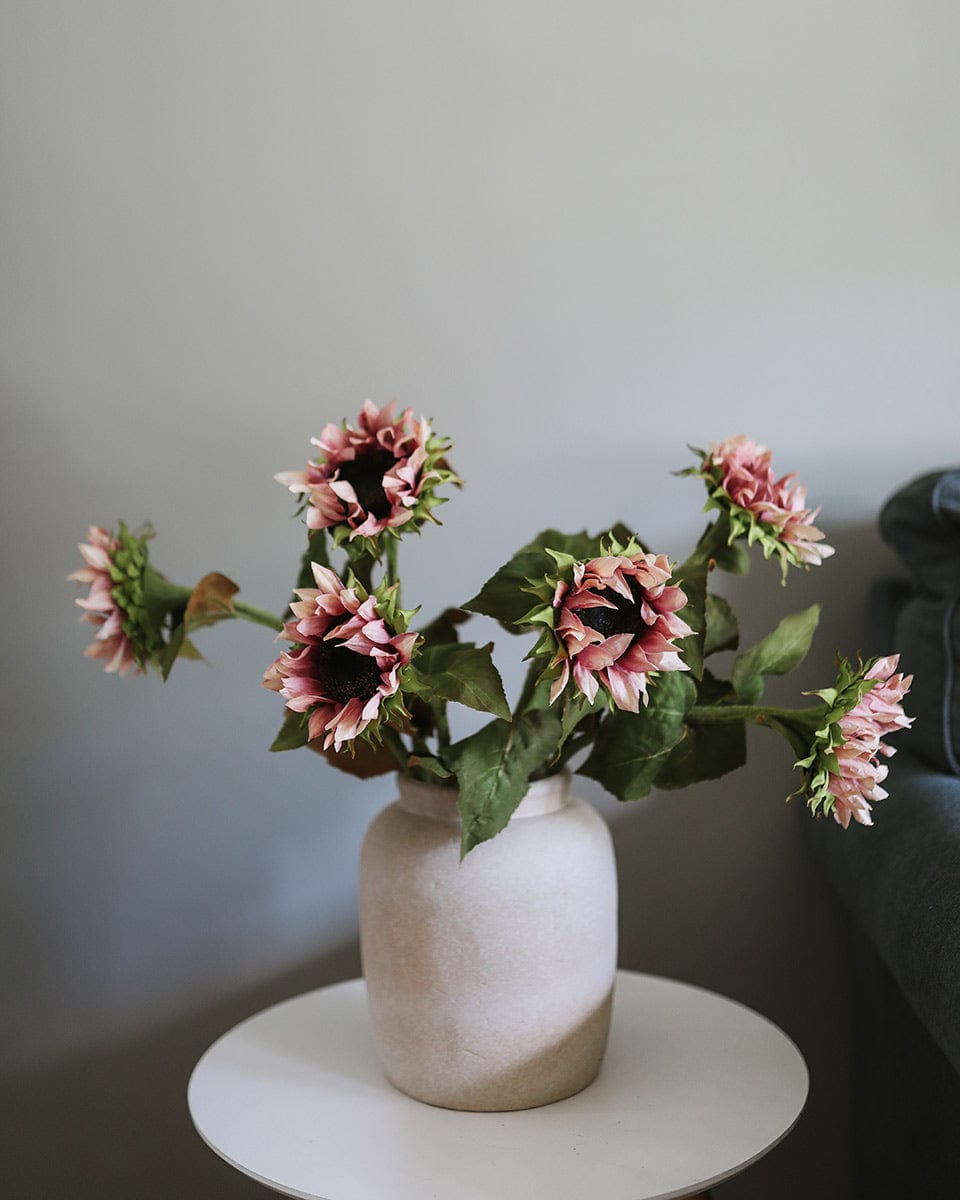 Artificial Purple Sunflowers in Neutral Vase Home Decor