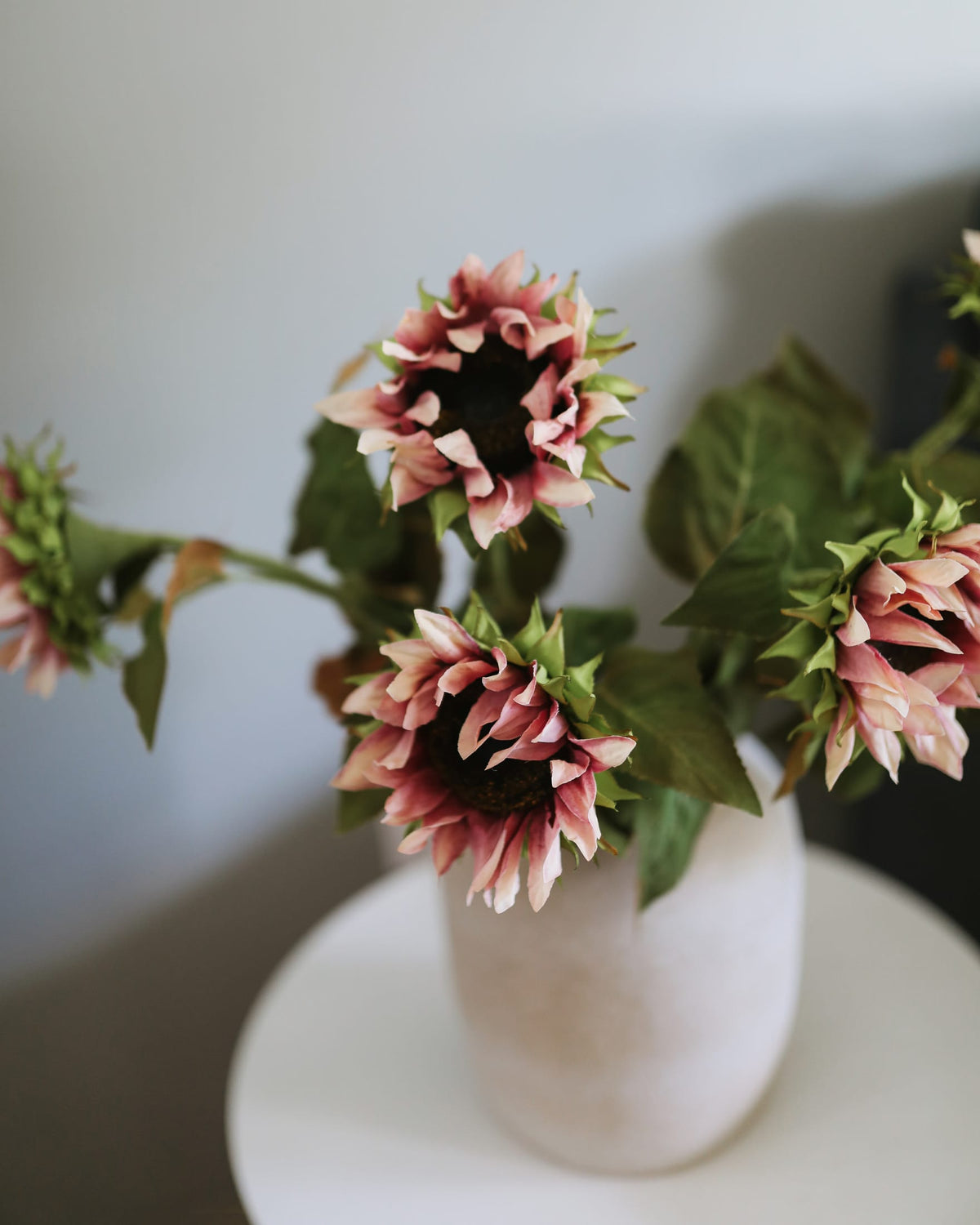 Faux Purple Sunflowers in a vase 