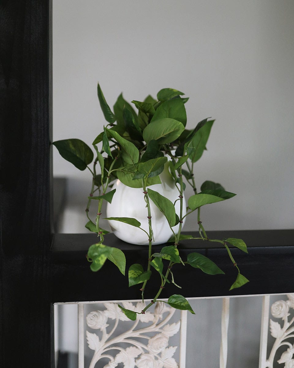 BLOOM Artificial Green Pothos Hanging Basket - 69cm Indoor House Plant, Faux Silk Flowers That