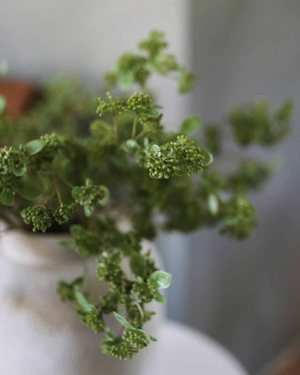 Faux Greenery Sedum Clusters in Green