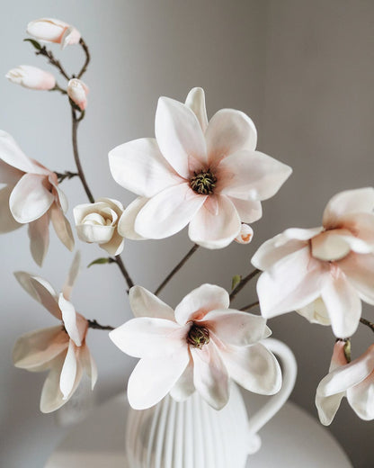 Detailed Photo of Faux Blush Magnolias in Vase