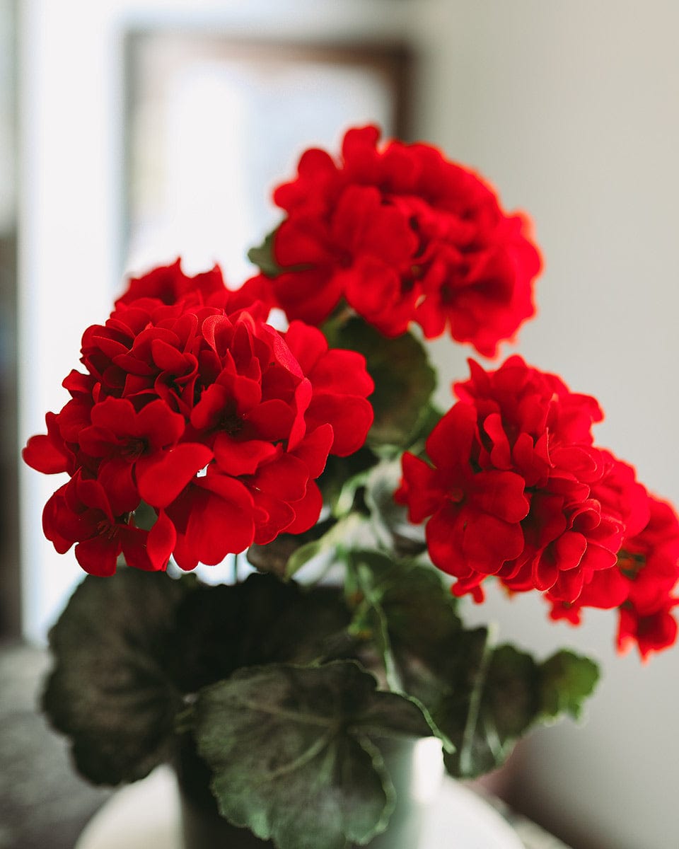 Red Artificial Geranium Flower Bush