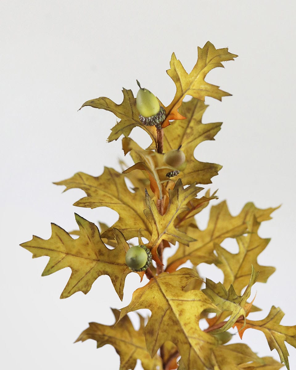 Close Up Photo of Faux Fall Leaves and Acorns