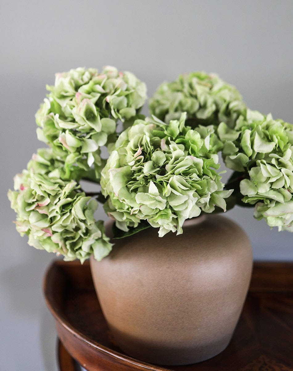 Faux Hydrangeas Green Flower Arrangement