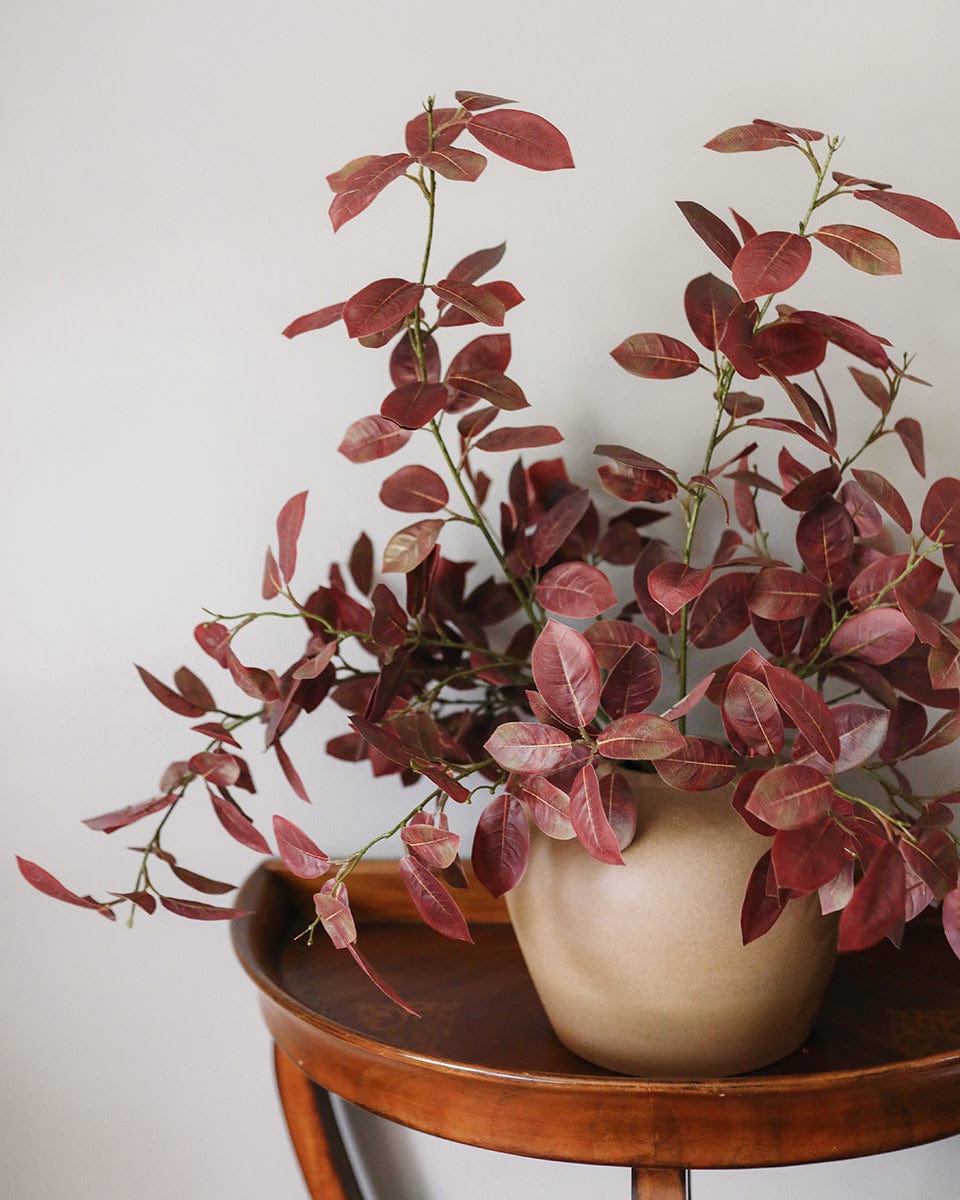 Fake Greenery Arrangement Burgundy Smoke Bush Leaf Stems