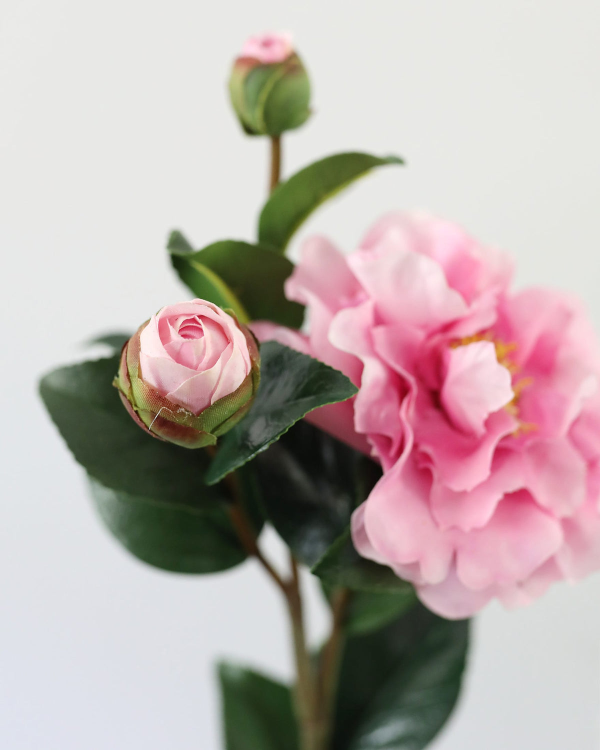 Artificial Pink Real Touch Camellia Flower and bud