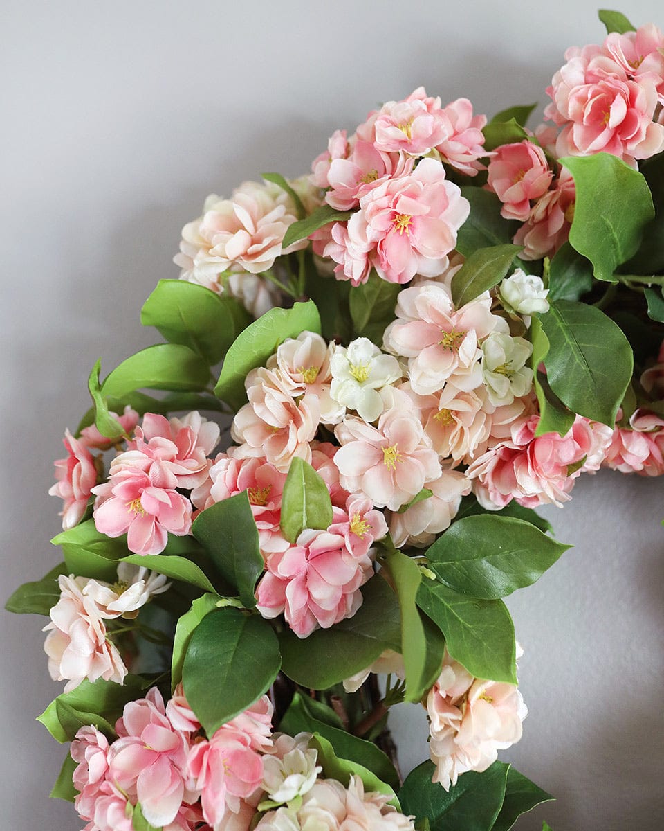 Pink Cherry Blossom Fake Flower Wreath