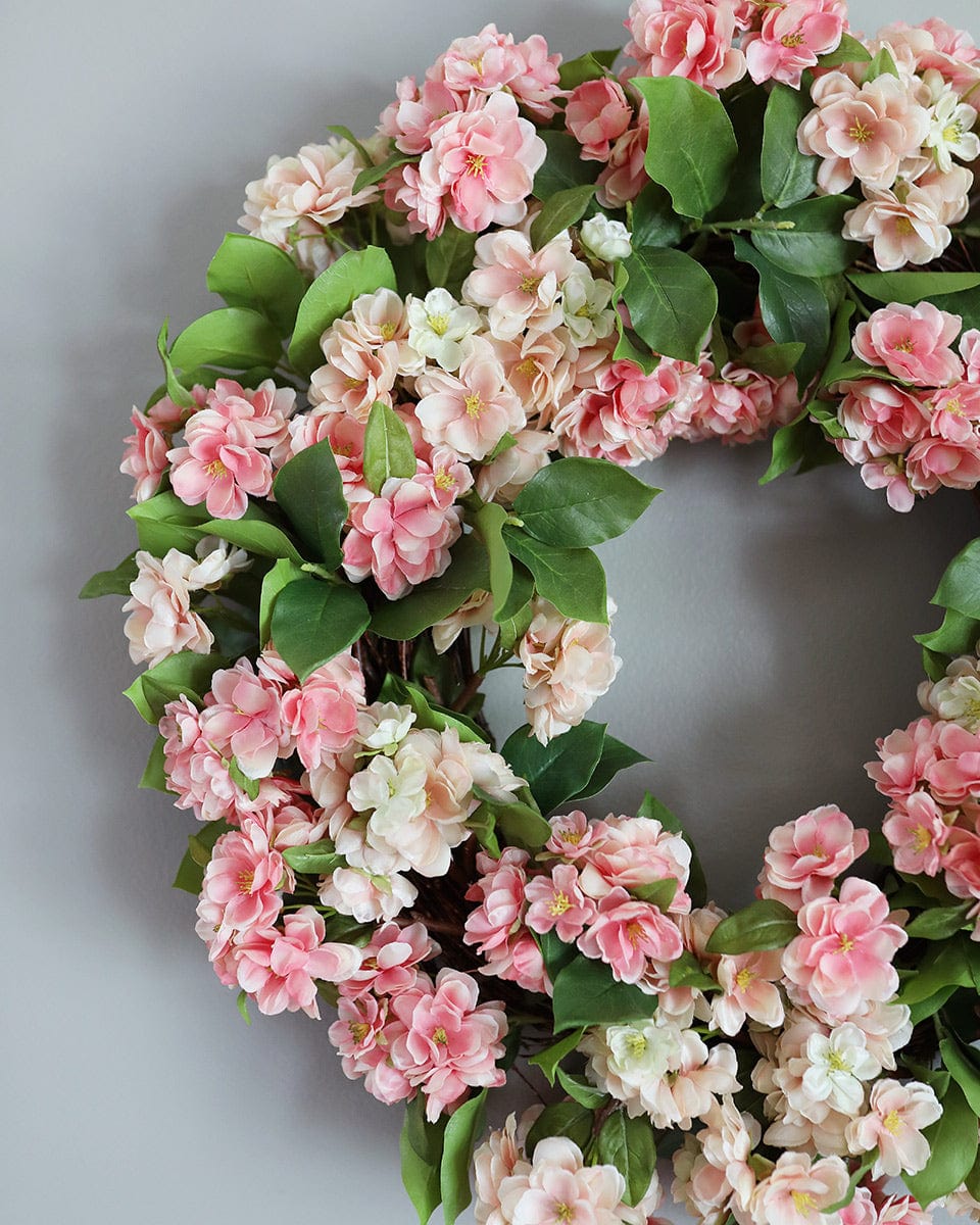 Pink Flowers Spring Cherry Blossom Wreath