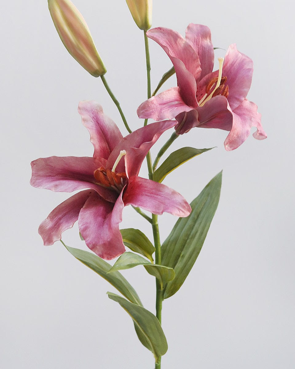 Artificial Stargazer Lily in Plum Pink