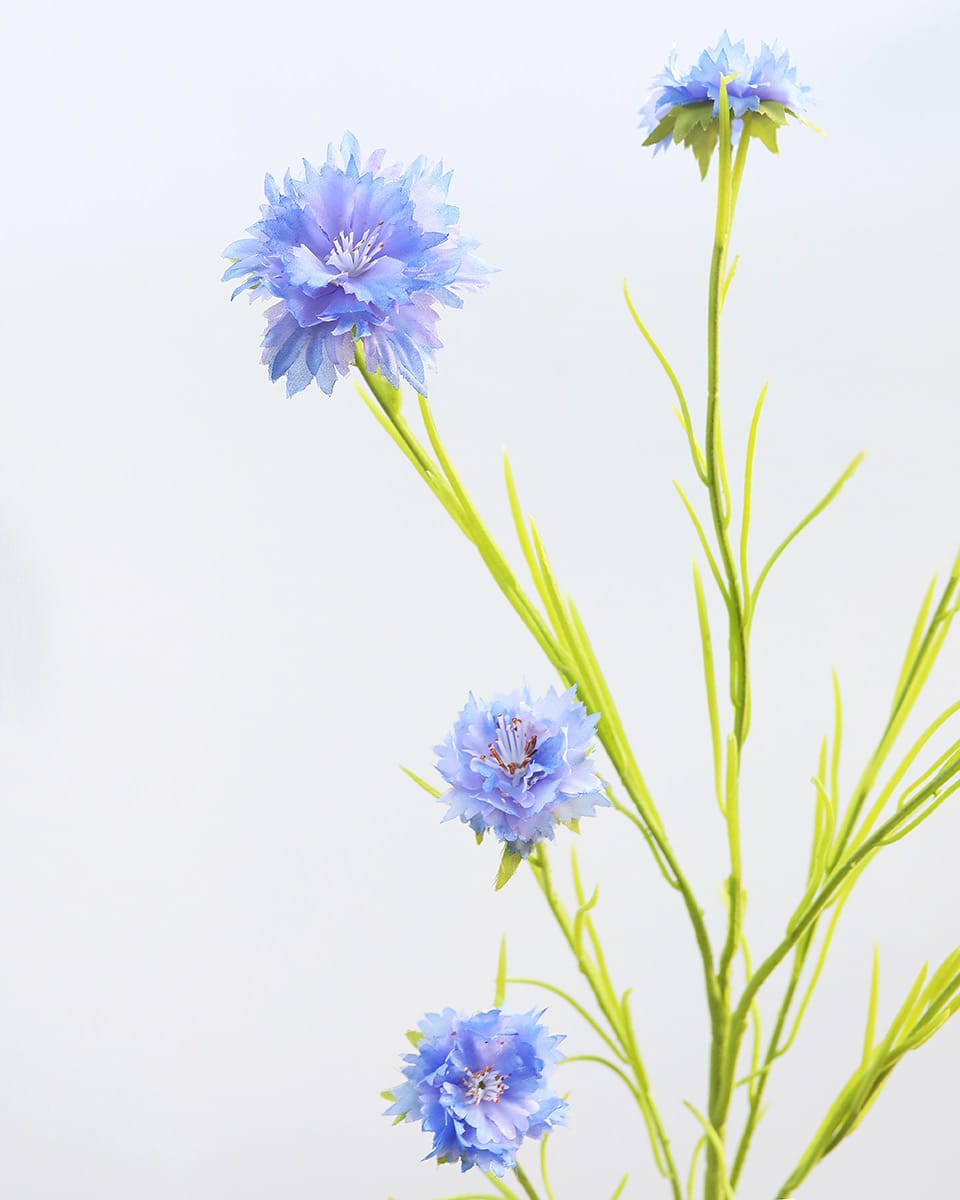 Close Up Image of Fake Blue Cornflower Blooms