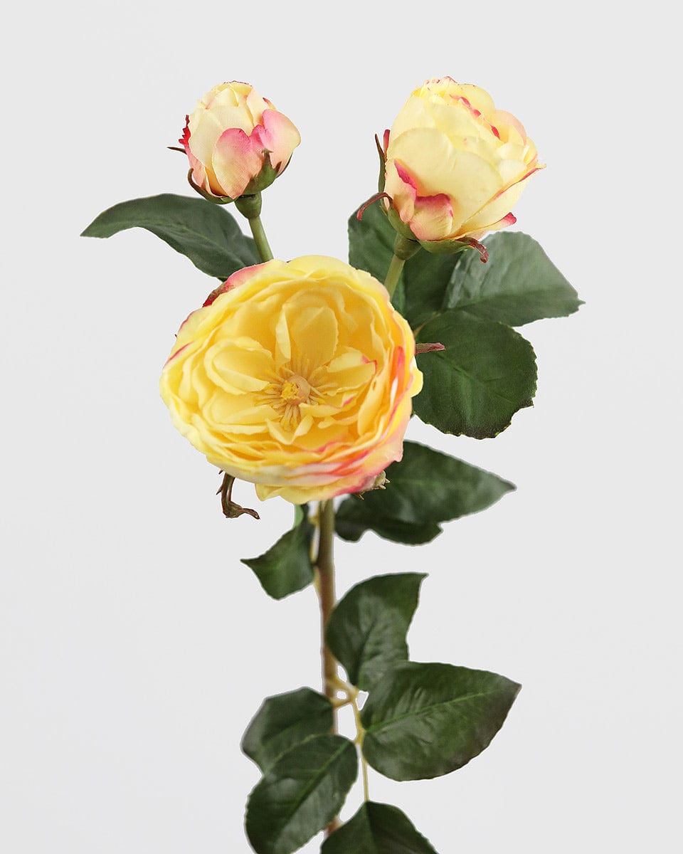 Bright Yellow Fake Roses Silk Flowers