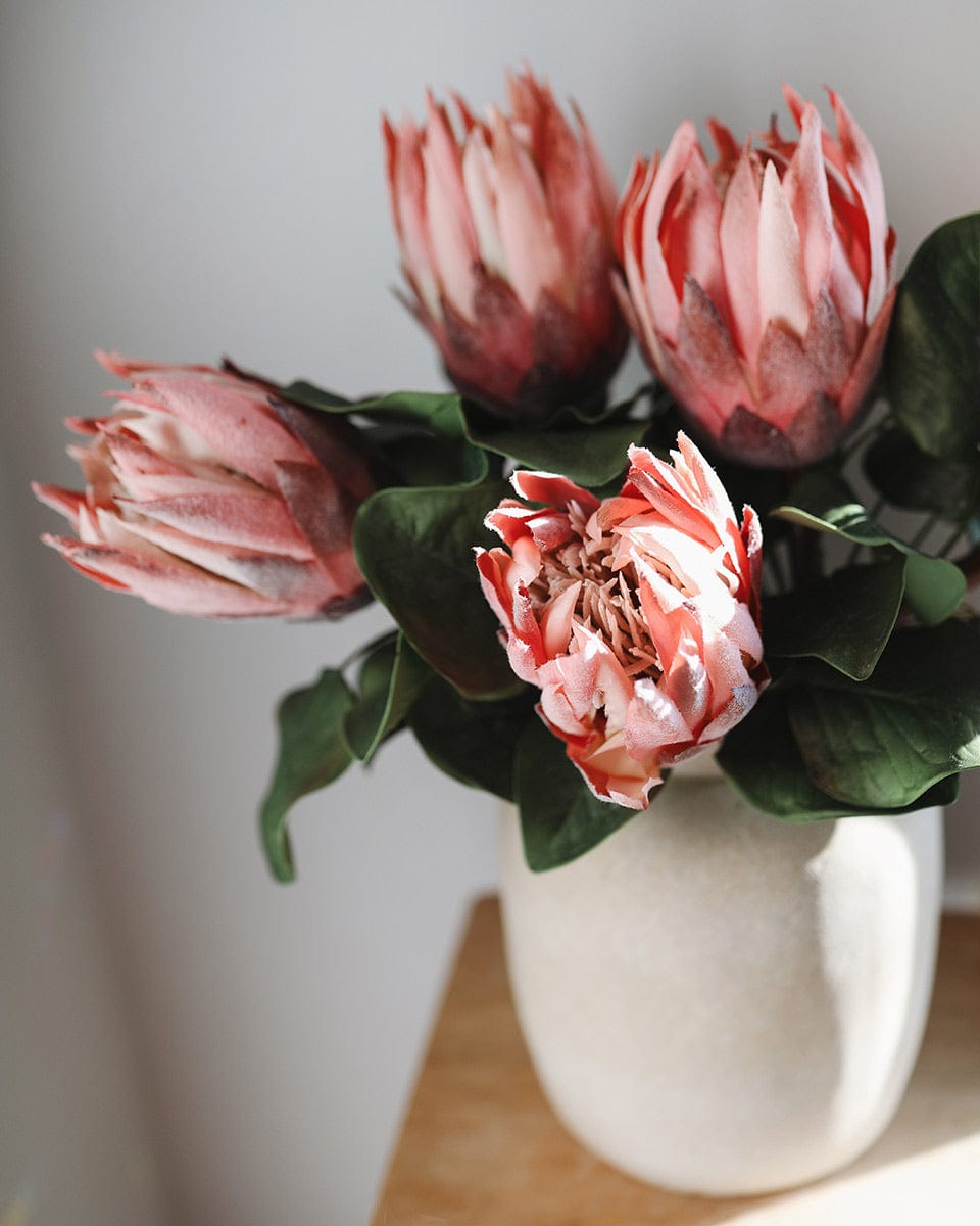 Pink Faux Flowers King Protea Arrangement