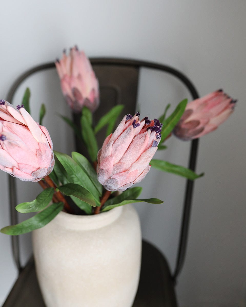 Pink Fake Flowers Artificial Mink Protea