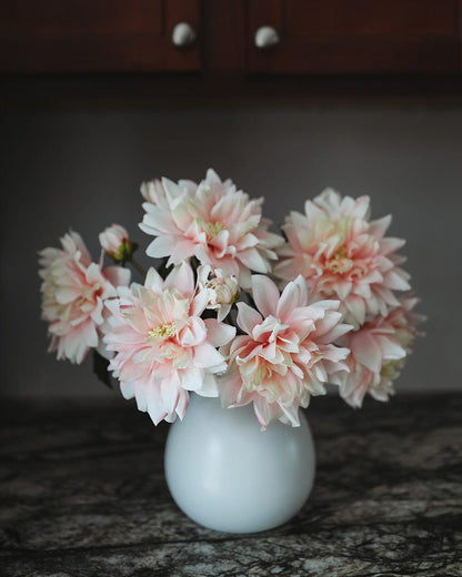 Peach Pink Faux Dahlia 20.5”