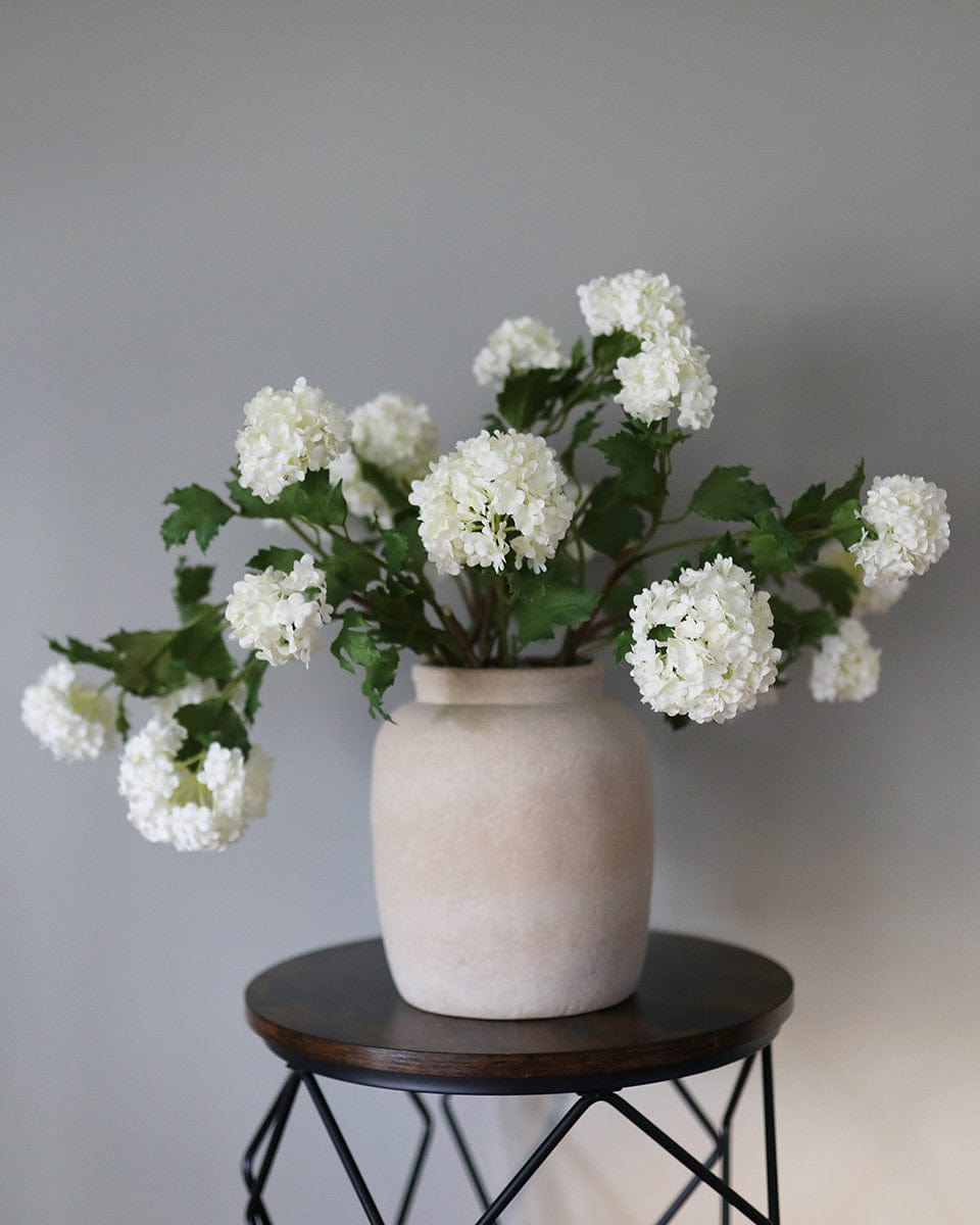 Premium Faux Flower Arrangement with Cream Snowball Blooms