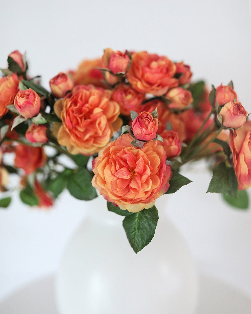 Silk Flowers Orange Coral Roses Home Decor