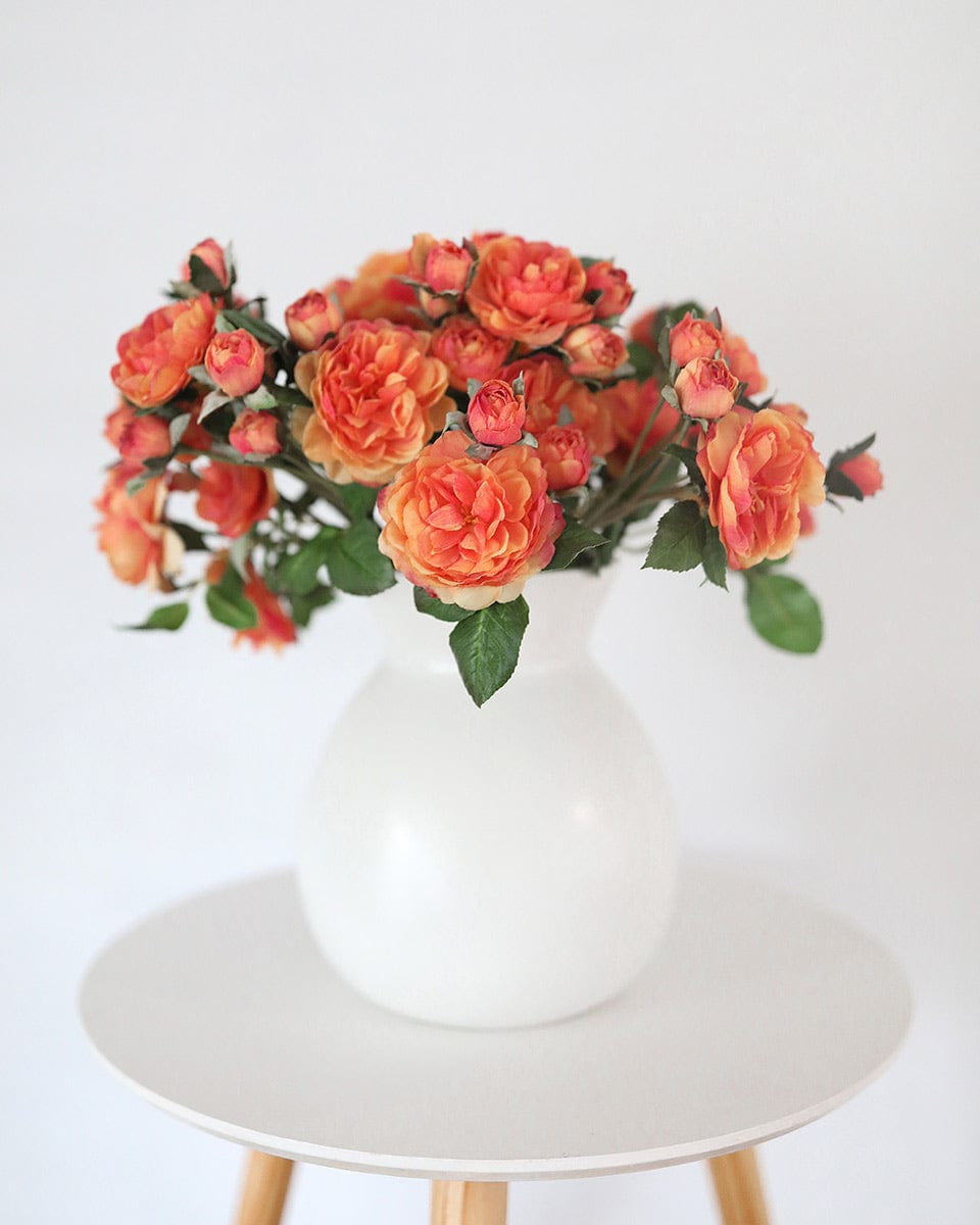 Tangerine ORange Roses in Ceramic Vase