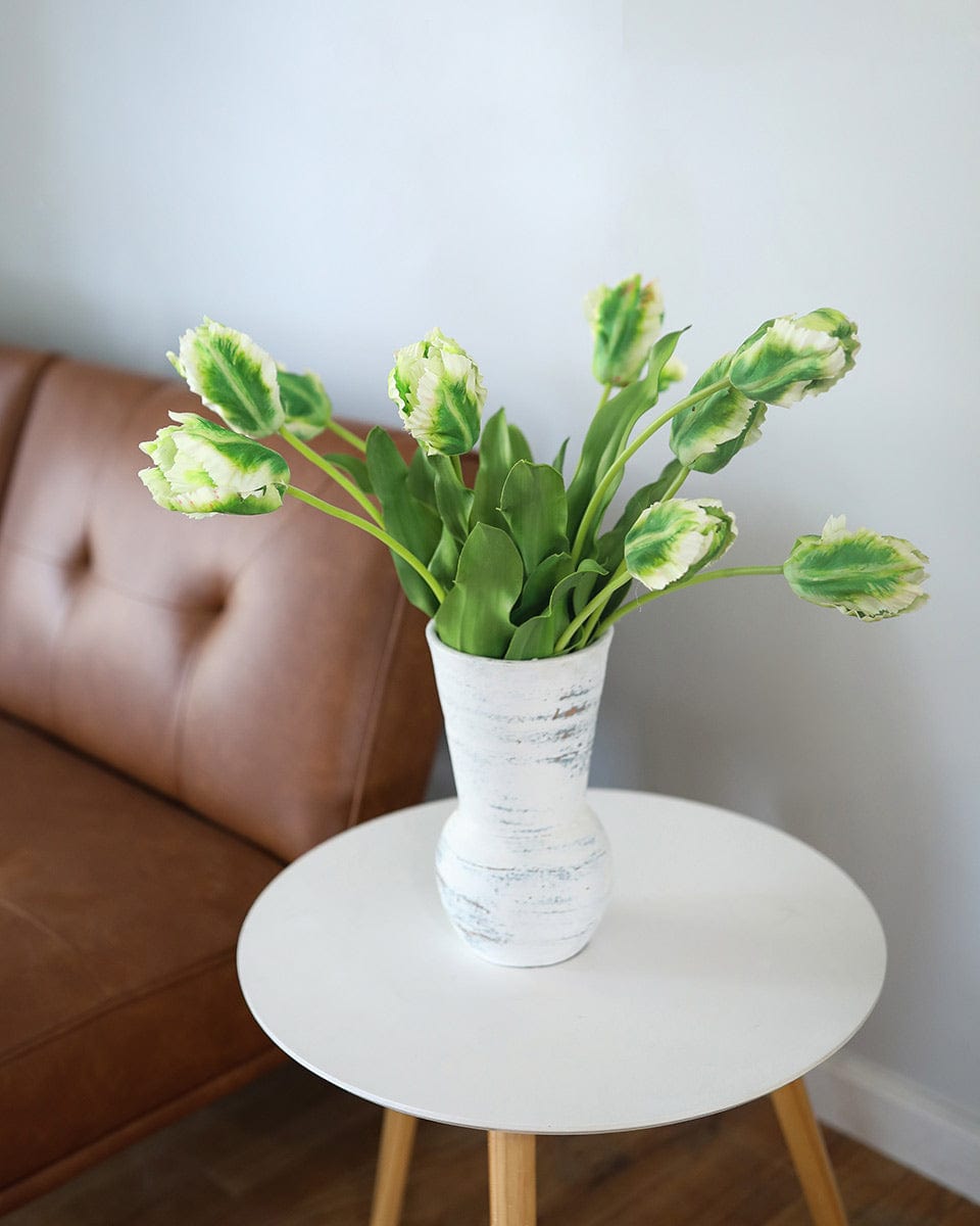 Green Ruffled Real Touch Tulips Home Styling