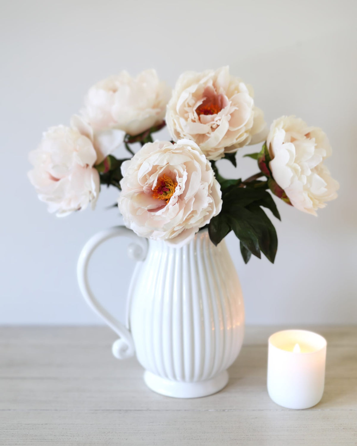 Pale Blush Real Touch Peonies in a vase