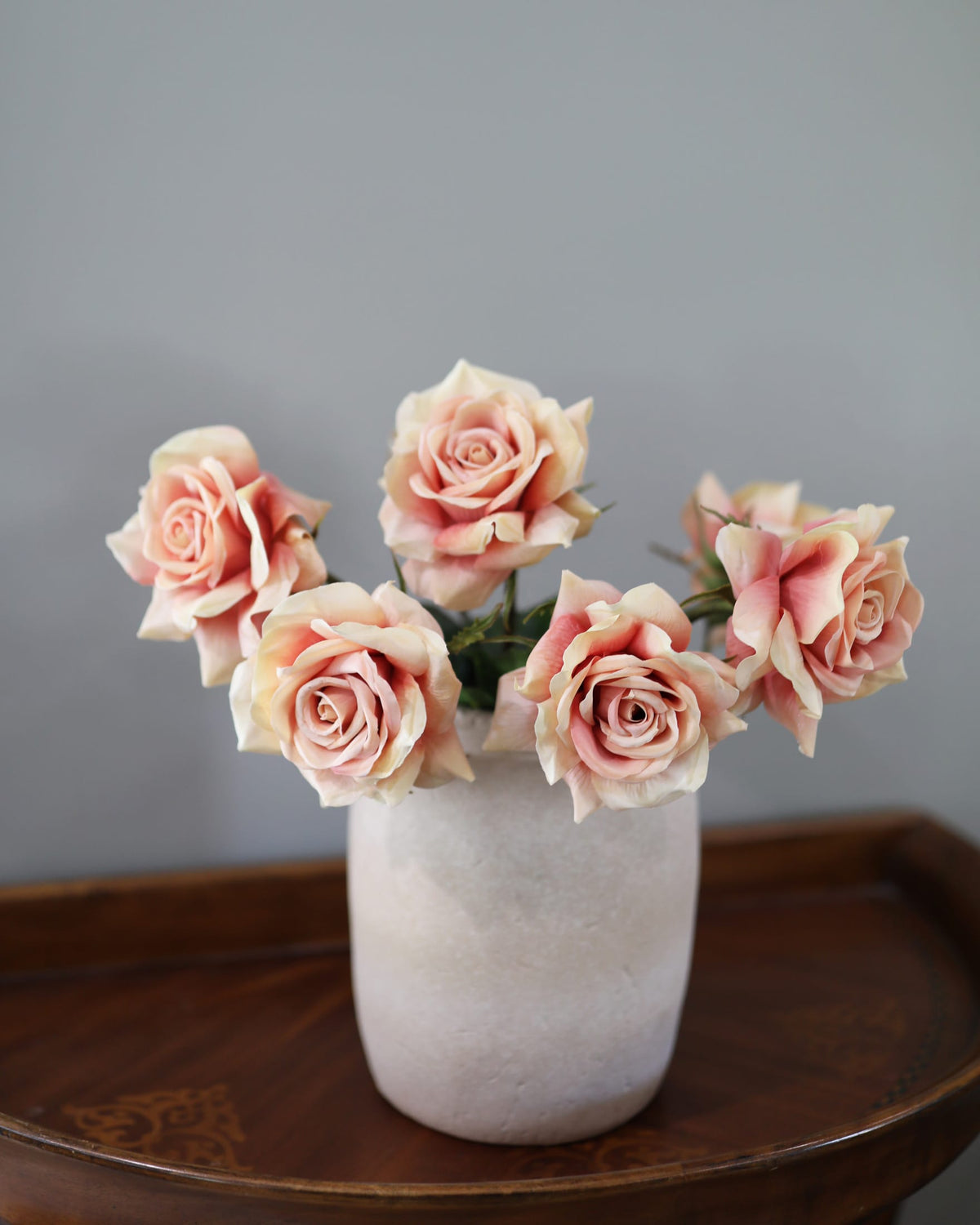 Peach Pink Real Touch Rose Stems in a vase