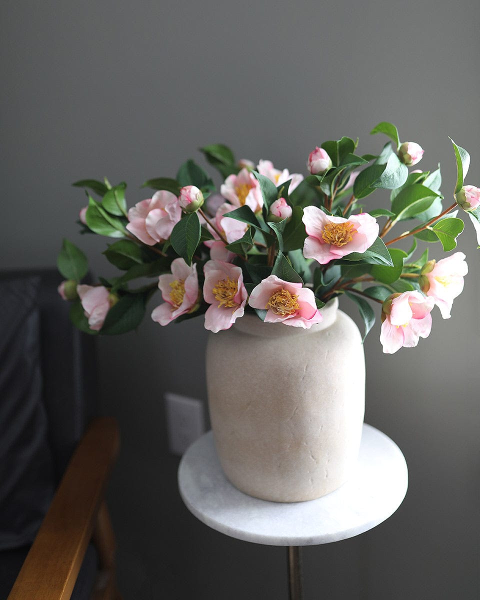 Fake Flower Arrangement with Pink Camellias