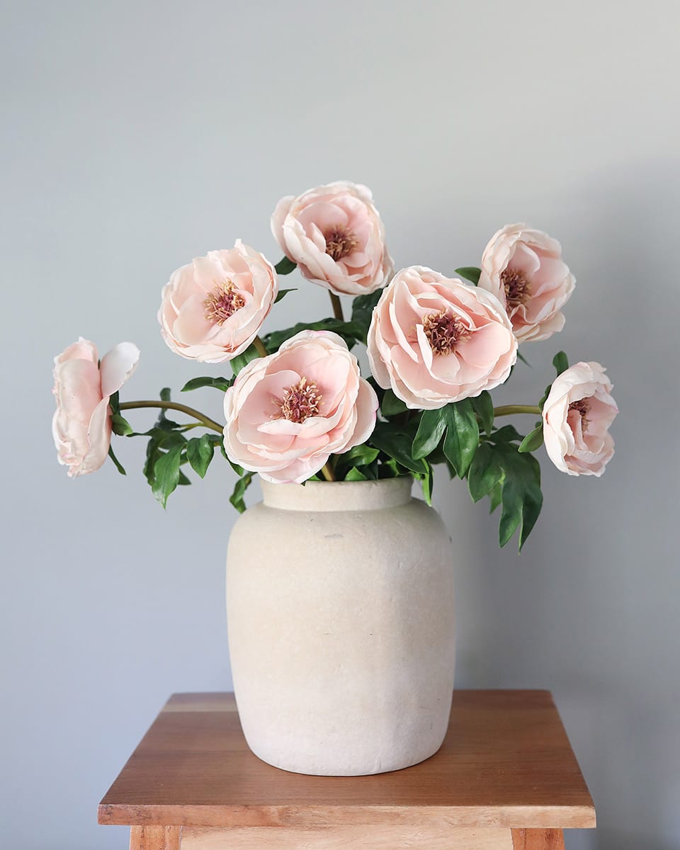 Pink Fake Peonies in Vase Home Decorating