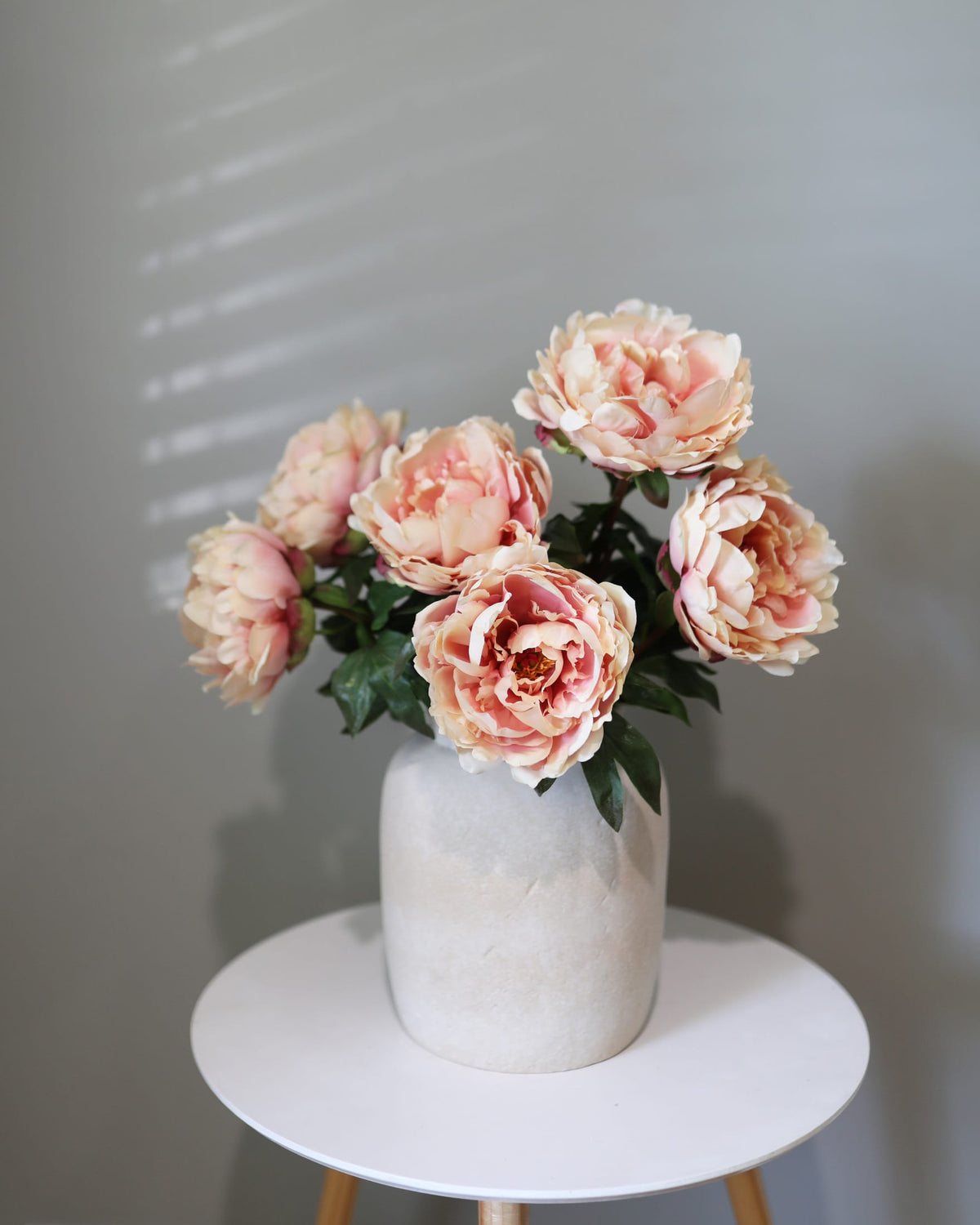 Peach Pink Open Real Touch Peonies in a vase