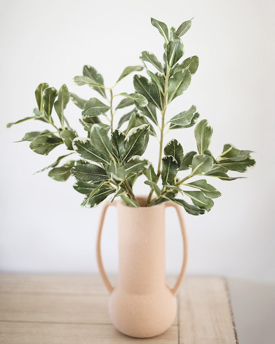 Faux Pittosporum Leaf Greenery in Vase Home Decor