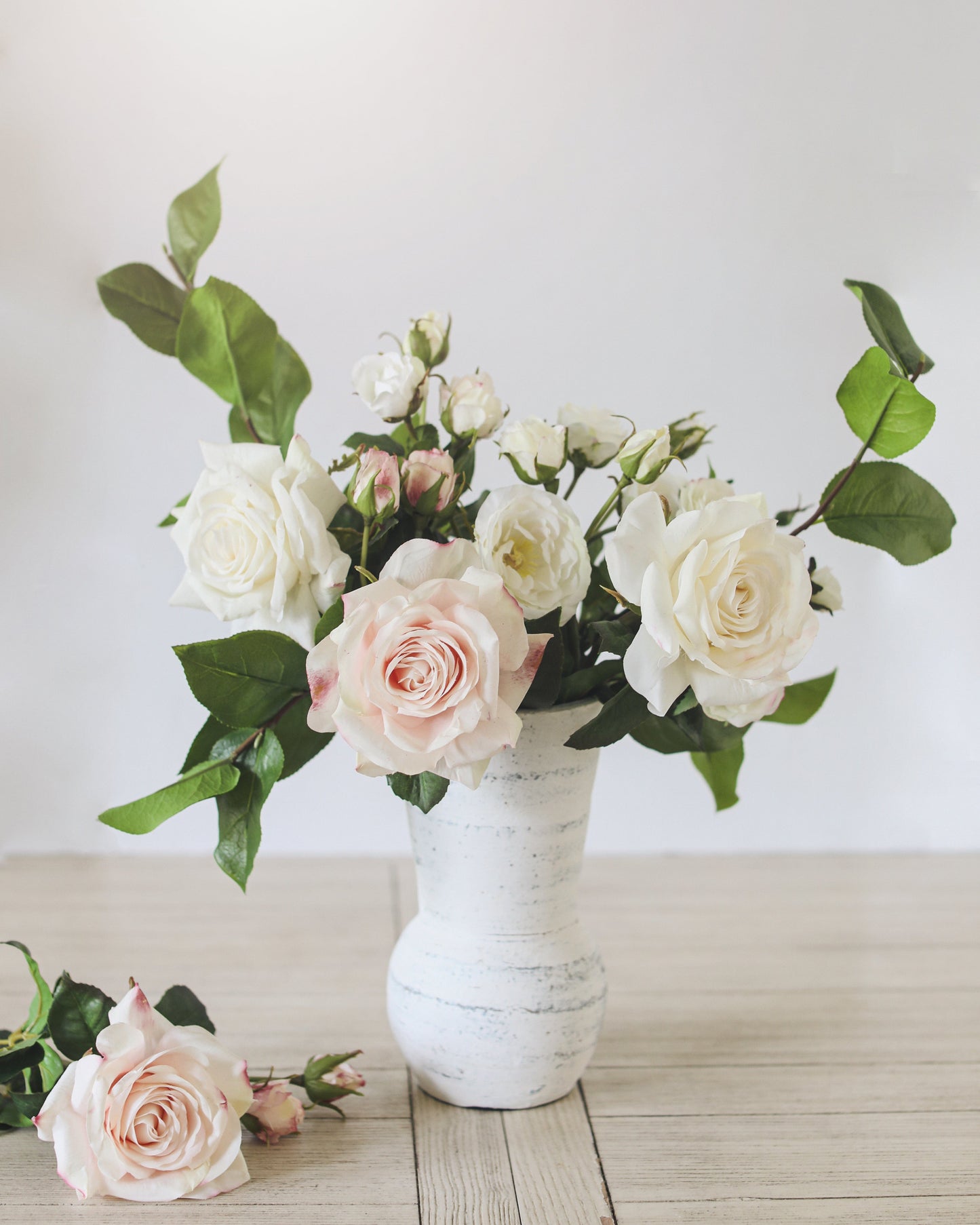 Artificial Roses with Green Salal Leaves