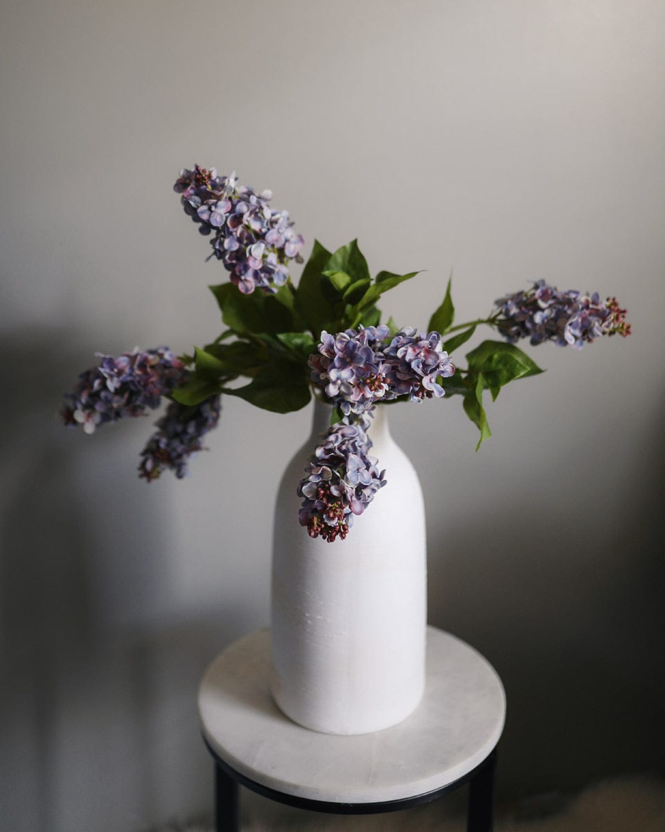 Vintage Purple Blue Colored Real Touch Lilacs in Vase