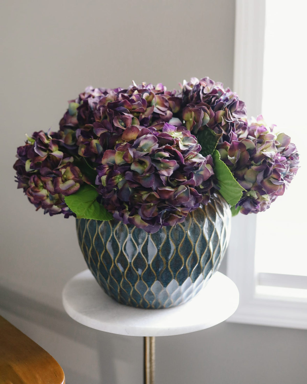 Purple with Blue Highlights Artificial Hydrangea