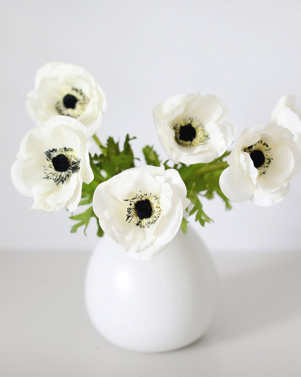 Real Touch White Anemones in Vase Home Decor