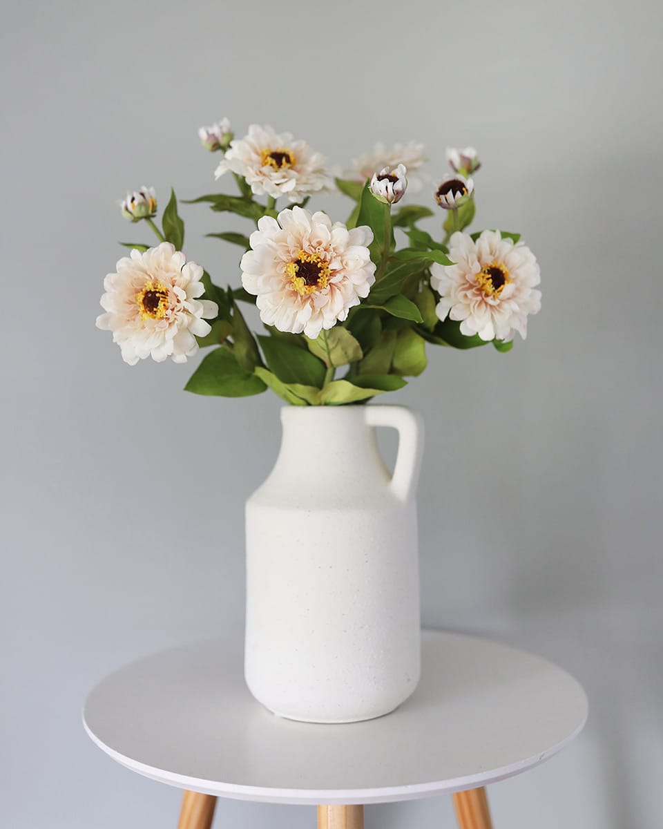 Blush Pink Fake Zinnias Real Touch Flower Arrangement