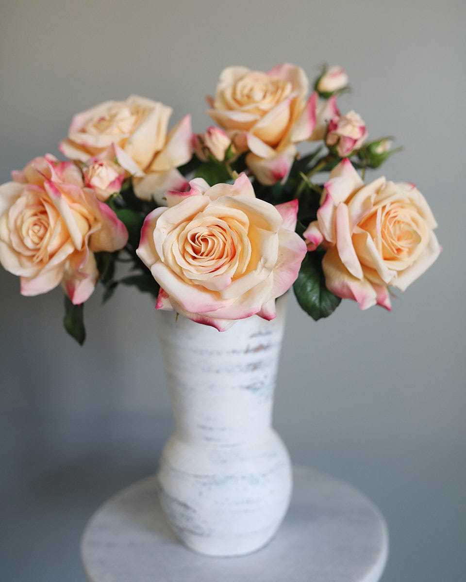 Real Touch Roses in Peach in Vase